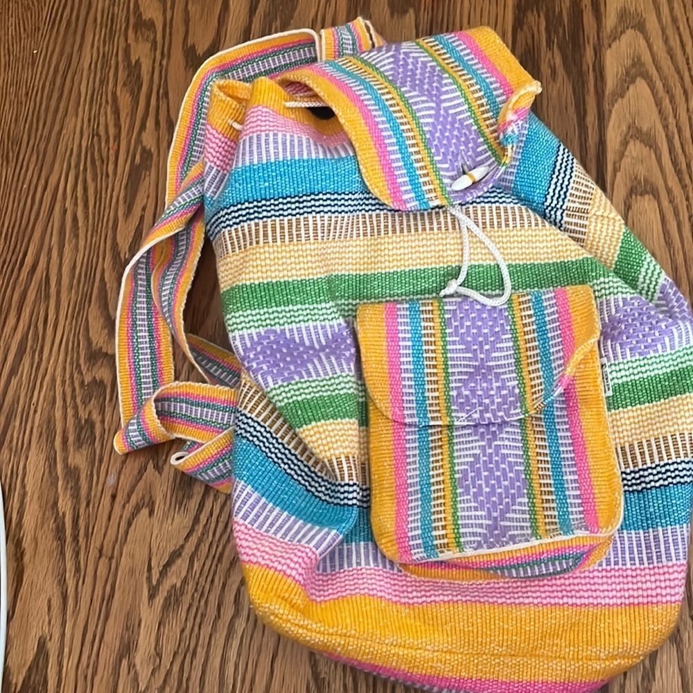 “Colorful snap sack- made in Mexico”
